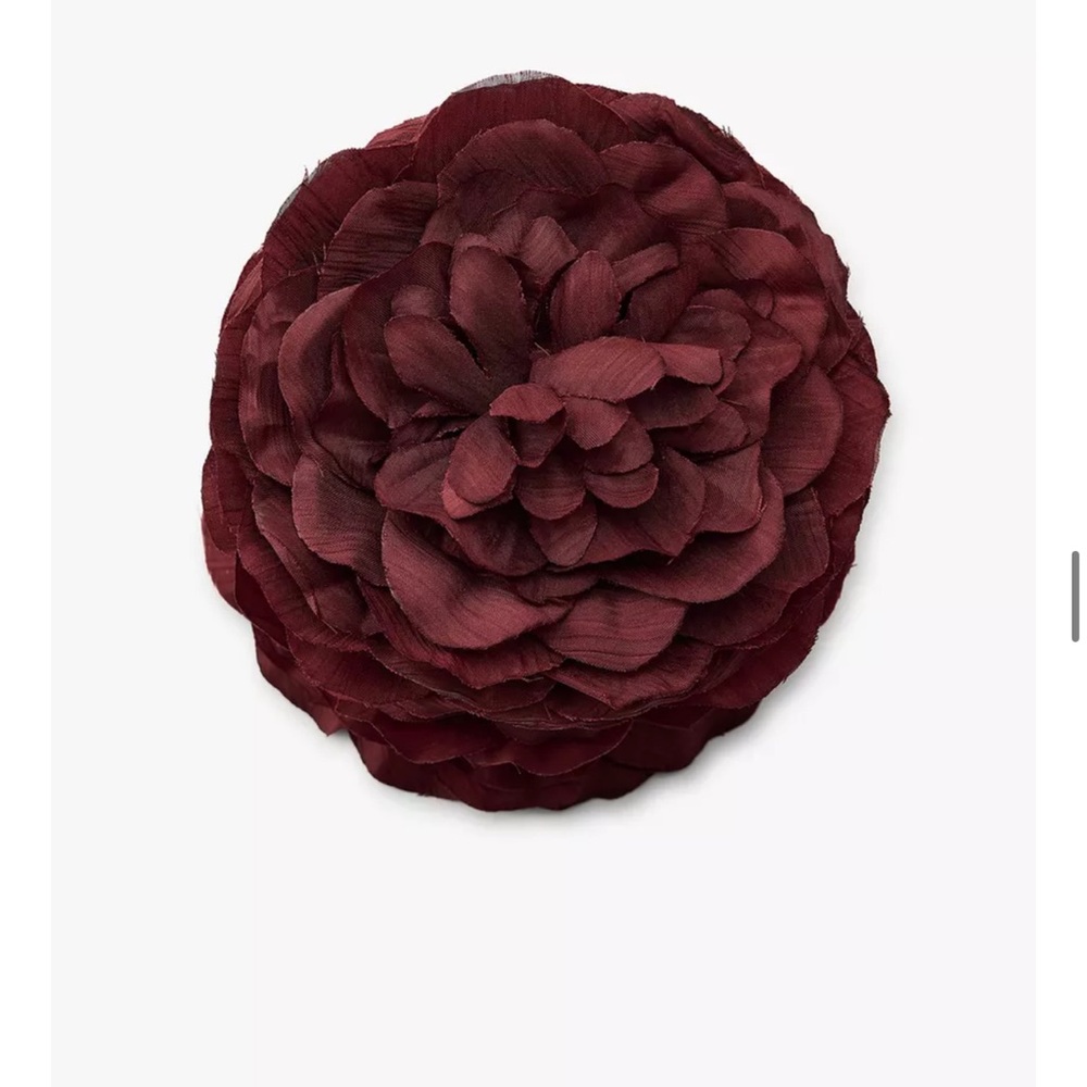 Zara Woven Large Floral Hair Clip Maroon/Burgundy NWT